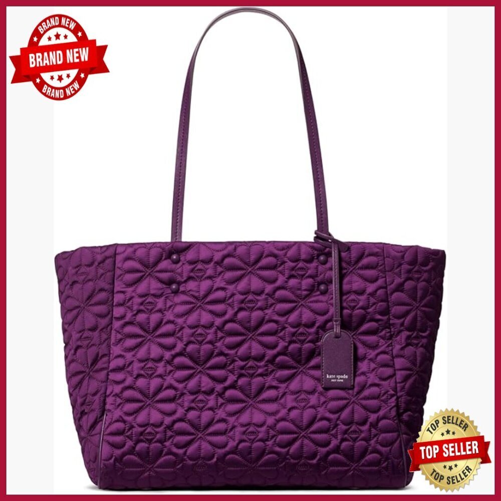 Quilted Leather Hobo Tote with Zipper Closure, Shoulder Strap